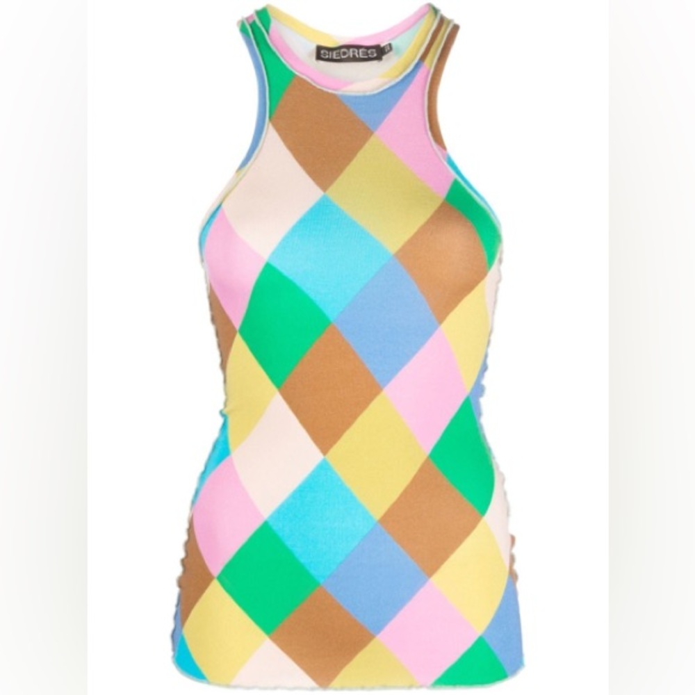 SIEDRES Multicolor Argyle Women's Top